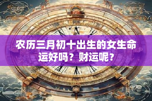 农历三月初十出生的女生命运好吗？财运呢？