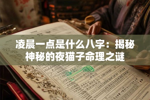 凌晨一点是什么八字：揭秘神秘的夜猫子命理之谜