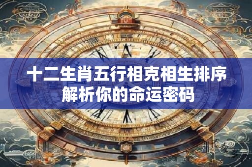十二生肖五行相克相生排序 解析你的命运密码