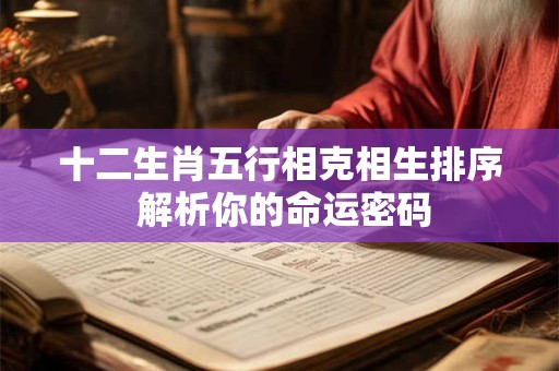 十二生肖五行相克相生排序 解析你的命运密码
