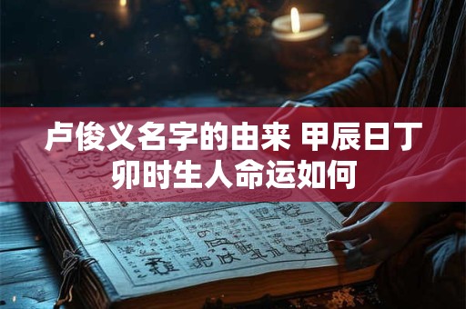 卢俊义名字的由来 甲辰日丁卯时生人命运如何