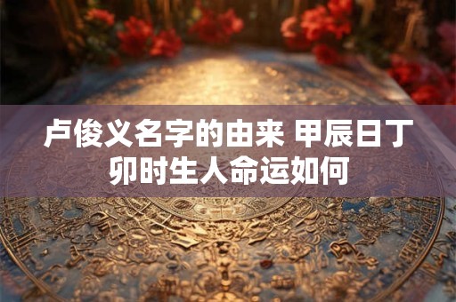卢俊义名字的由来 甲辰日丁卯时生人命运如何