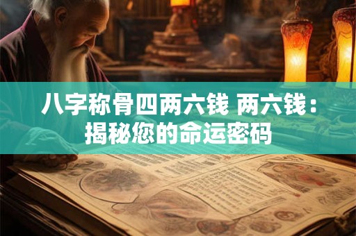 八字称骨四两六钱 两六钱：揭秘您的命运密码