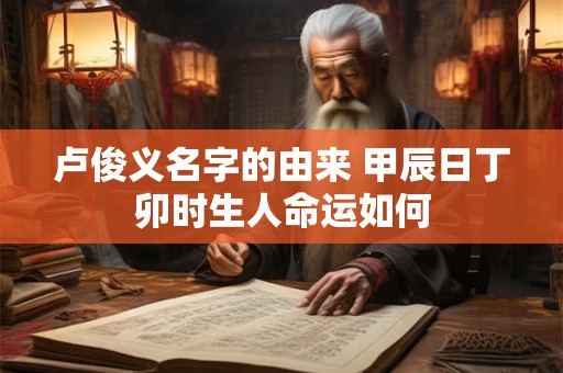 卢俊义名字的由来 甲辰日丁卯时生人命运如何