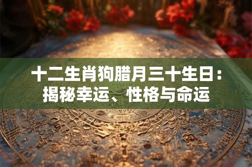 十二生肖狗腊月三十生日：揭秘幸运、性格与命运