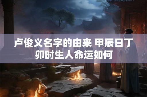 卢俊义名字的由来 甲辰日丁卯时生人命运如何