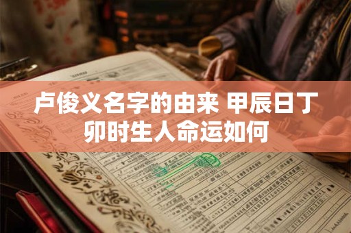 卢俊义名字的由来 甲辰日丁卯时生人命运如何