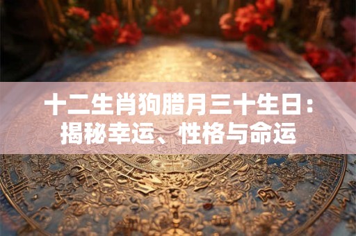 十二生肖狗腊月三十生日：揭秘幸运、性格与命运