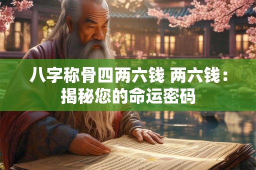 八字称骨四两六钱 两六钱：揭秘您的命运密码