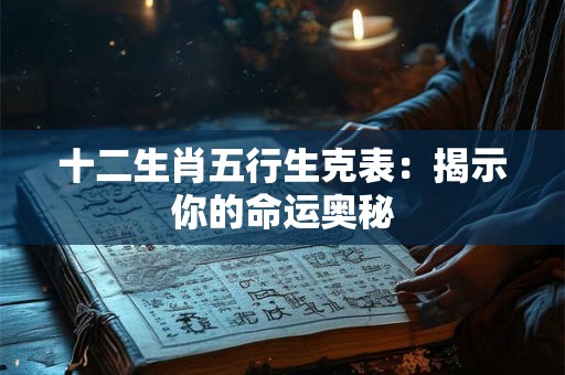 十二生肖五行生克表：揭示你的命运奥秘