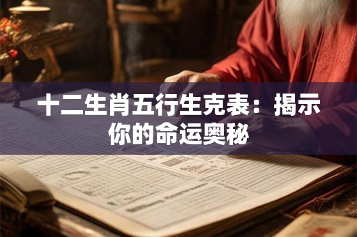 十二生肖五行生克表:揭示你的命运奥秘 十二生肖五行生克表:揭示你的命运奥秘