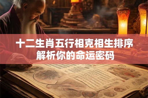 十二生肖五行相克相生排序 解析你的命运密码
