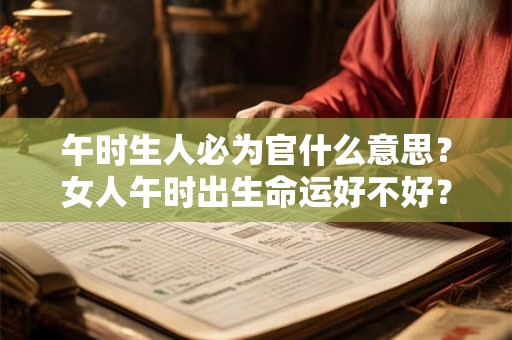 午时生人必为官什么意思？女人午时出生命运好不好？