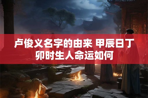 卢俊义名字的由来 甲辰日丁卯时生人命运如何