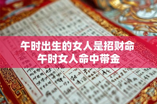 午时出生的女人是招财命 午时女人命中带金