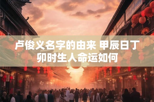 卢俊义名字的由来 甲辰日丁卯时生人命运如何