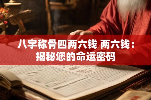 详细阅读:八字称骨四两六钱 两六钱:揭秘您的命运密码 八字称骨四两六钱 两六钱:揭秘您的命运密码