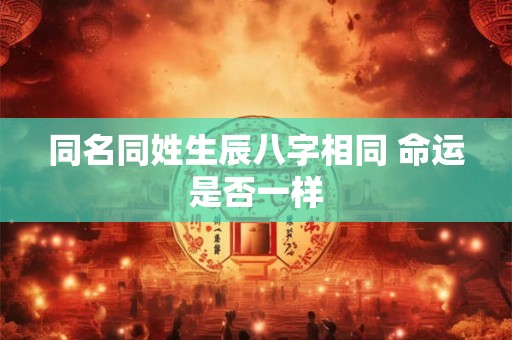 同名同姓生辰八字相同 命运是否一样