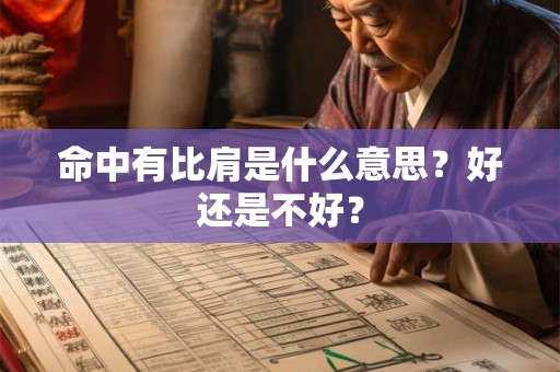 命中有比肩是什么意思？好还是不好？