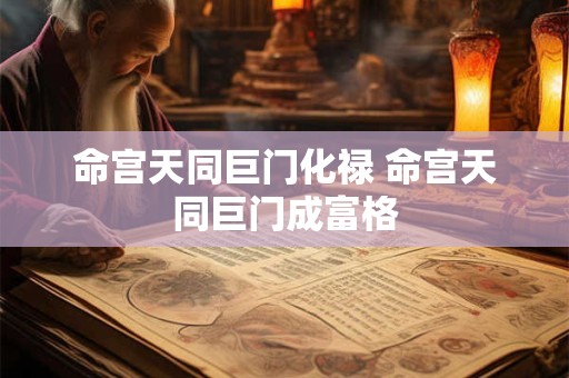 命宫天同巨门化禄 命宫天同巨门成富格
