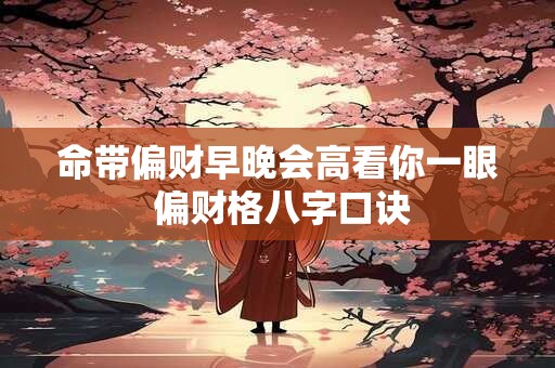 命带偏财早晚会高看你一眼 偏财格八字口诀