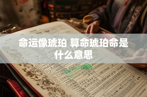 命运像琥珀 算命琥珀命是什么意思
