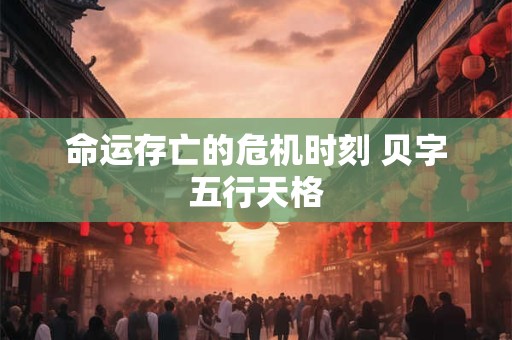 详细阅读:命运存亡的危机时刻 贝字五行天格 命运存亡的危机时刻 贝字五行天格