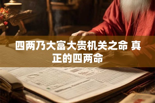 四两乃大富大贵机关之命 真正的四两命