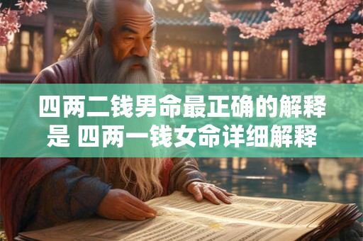四两二钱男命最正确的解释是 四两一钱女命详细解释一生