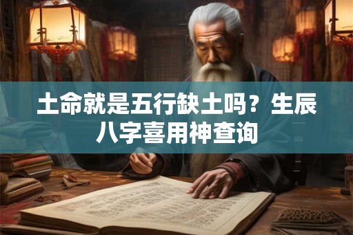 土命就是五行缺土吗？生辰八字喜用神查询