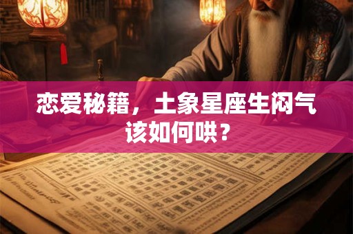 恋爱秘籍，土象星座生闷气该如何哄？