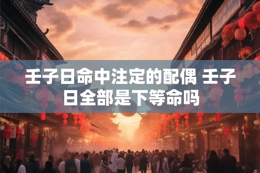 壬子日命中注定的配偶 壬子日全部是下等命吗
