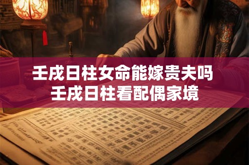 壬戌日柱女命能嫁贵夫吗 壬戌日柱看配偶家境