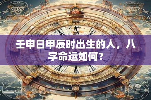壬申日甲辰时出生的人，八字命运如何？