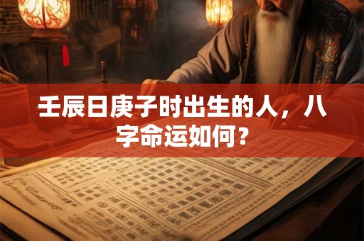 壬辰日庚子时出生的人，八字命运如何？