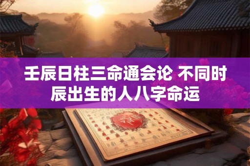 壬辰日柱三命通会论 不同时辰出生的人八字命运