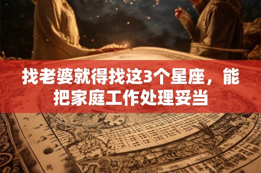 找老婆就得找这3个星座，能把家庭工作处理妥当