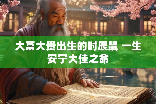 大富大贵出生的时辰鼠 一生安宁大佳之命