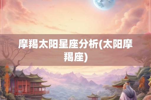 摩羯太阳星座分析(太阳摩羯座)