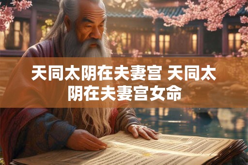 天同太阴在夫妻宫 天同太阴在夫妻宫女命