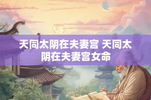 天同太阴在夫妻宫 天同太阴在夫妻宫女命