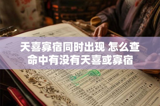 天喜寡宿同时出现 怎么查命中有没有天喜或寡宿