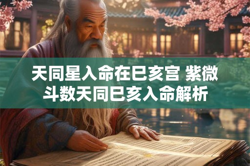 天同星入命在巳亥宫 紫微斗数天同巳亥入命解析
