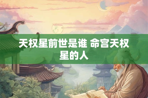 天权星前世是谁 命宫天权星的人
