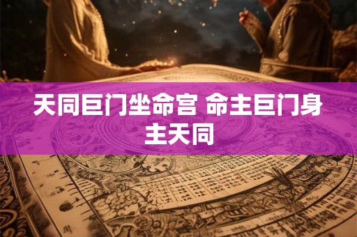天同巨门坐命宫 命主巨门身主天同