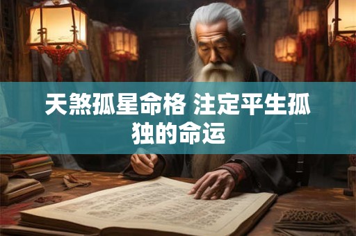 天煞孤星命格 注定平生孤独的命运