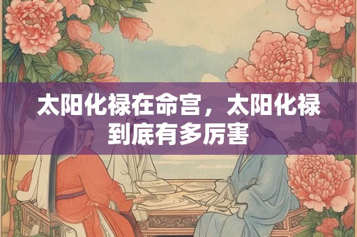 太阳化禄在命宫，太阳化禄到底有多厉害