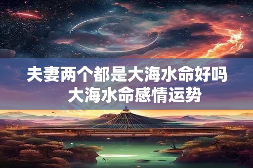 夫妻两个都是大海水命好吗　大海水命感情运势
