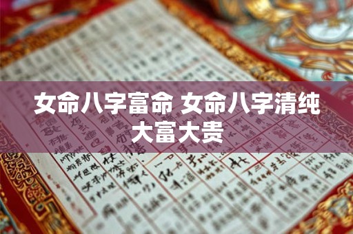 女命八字富命 女命八字清纯大富大贵
