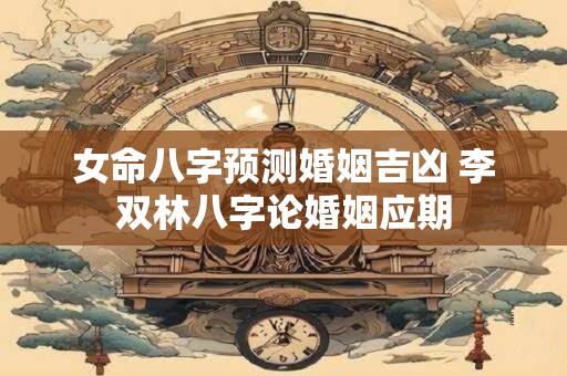 详细阅读:女命八字预测婚姻吉凶 李双林八字论婚姻应期 女命八字预测婚姻吉凶 李双林八字论婚姻应期